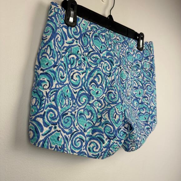 Lilly Pulitzer Womens Adie Chasing Tail Fish Side Zip 100% Cotton Blue Shorts 00 - Picture 6 of 9